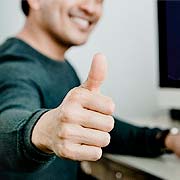 man holding thumbs up