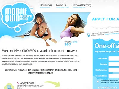 Mobile Quid, Quick loans